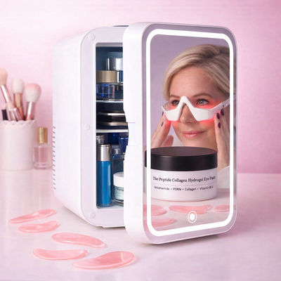 Dual-Temp Skincare & Makeup Fridge with LED Mirror