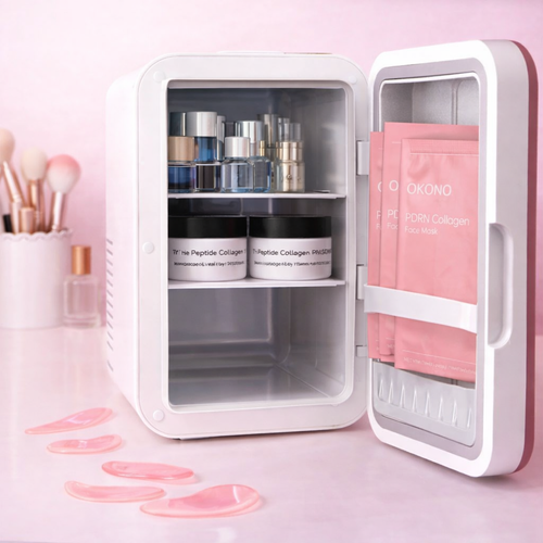 Dual-Temp Skincare & Makeup Fridge with LED Mirror