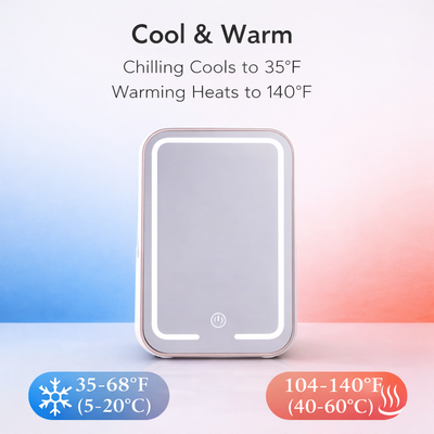 Dual-Temp Skincare & Makeup Fridge with LED Mirror