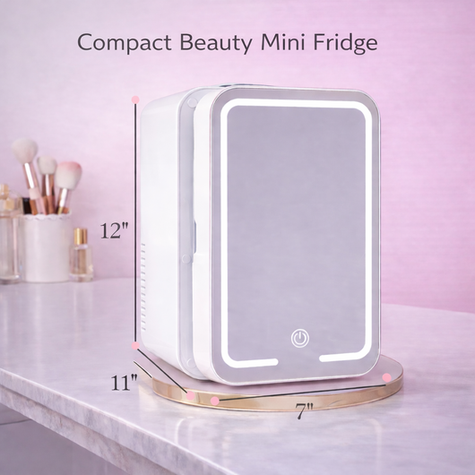 Dual-Temp Skincare & Makeup Fridge with LED Mirror