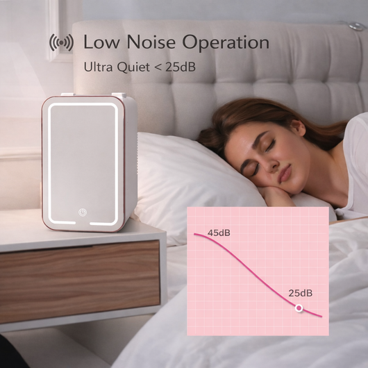 Dual-Temp Skincare & Makeup Fridge with LED Mirror