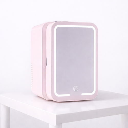 Dual-Temp Skincare & Makeup Fridge with LED Mirror